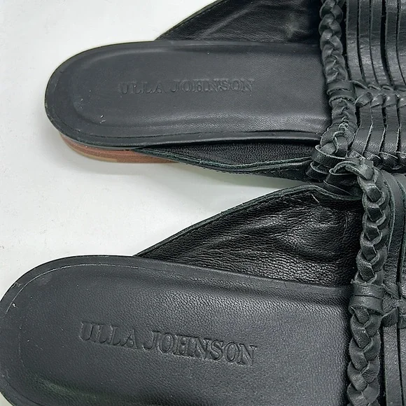 Ulla Johnson Black Leather Pointed Toe Mules Slides Shoes **Sz 40/US 10** 🌺🌺 - Picture 4 of 7